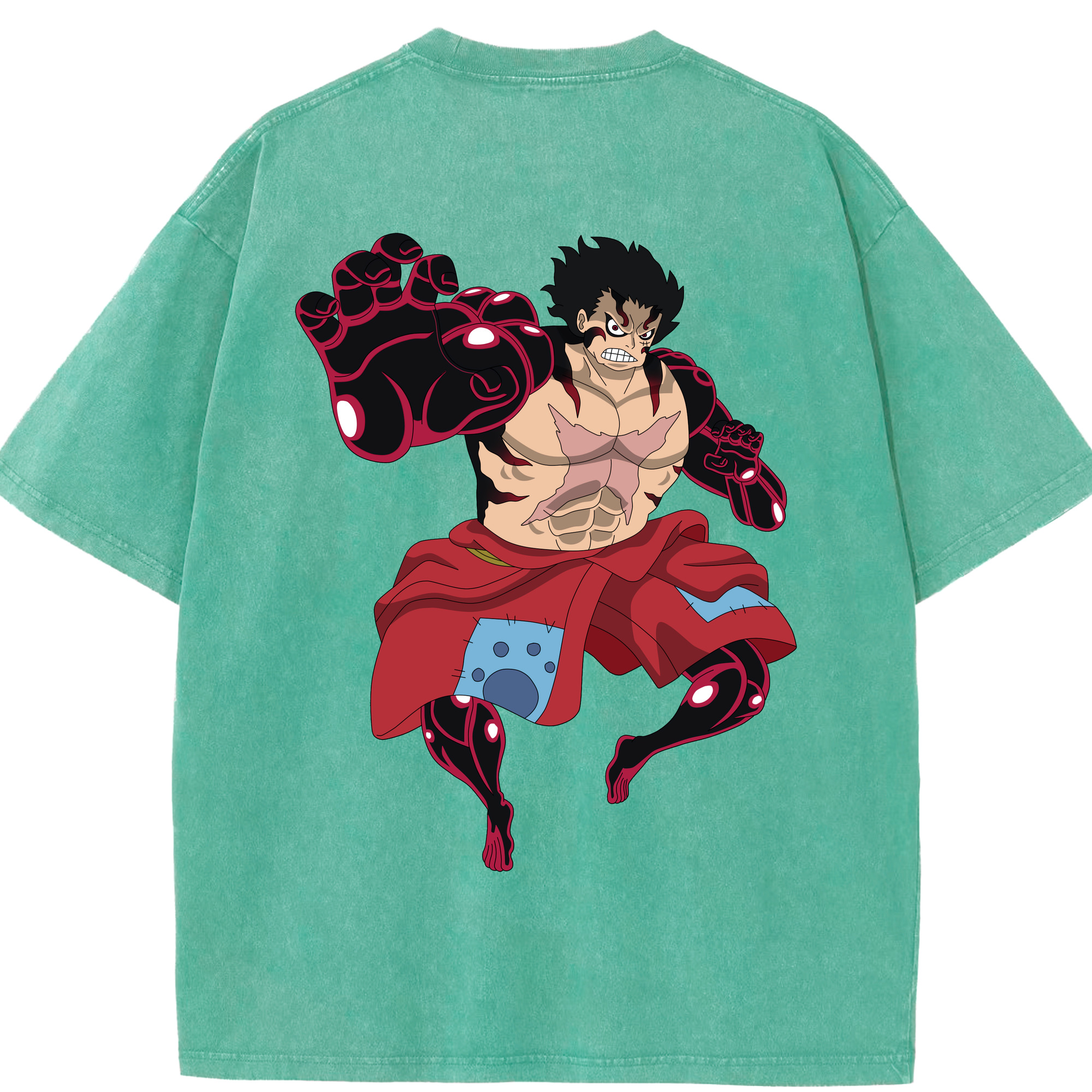 ワンピース モンキー・D・ルフィ ONE PIECE Monkey D. Luffy 綿100% ヴィンテージ風 半袖Tシャツ（背面プリント）